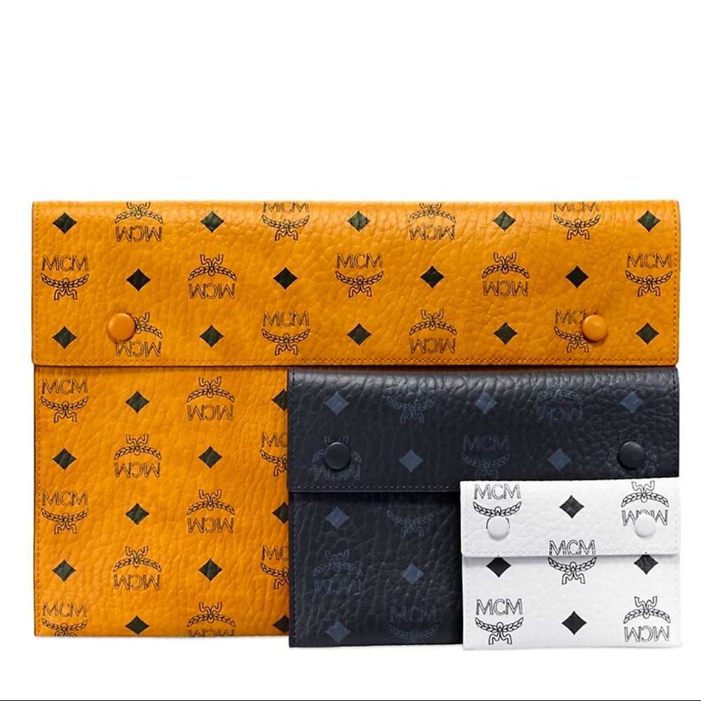 Mcm 3in 1 cognac / black / white clutch in Visetos